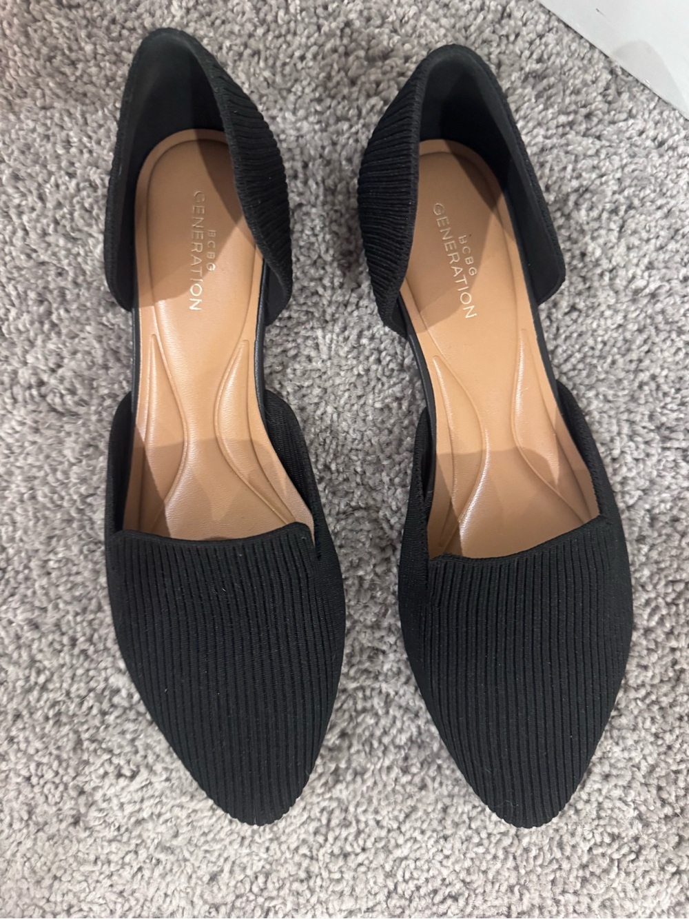 BCBGeneration Black Pointed Ribbed Flats - Picture 3 of 5